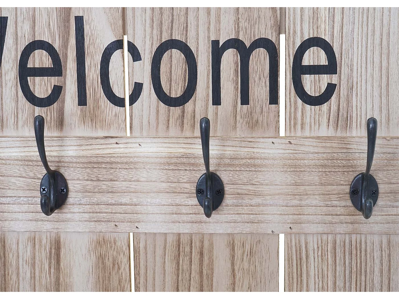 Porte-manteau mural Welcome panneau marron 60 x 8 x 91 cm 04_0001002