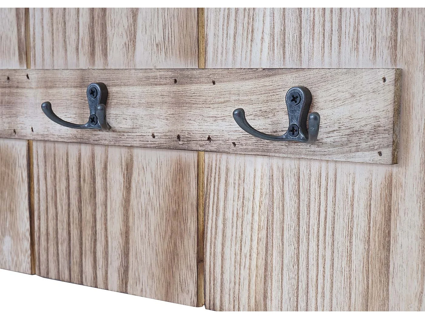 Porte-manteau mural Welcome panneau marron 60 x 8 x 91 cm 04_0001002