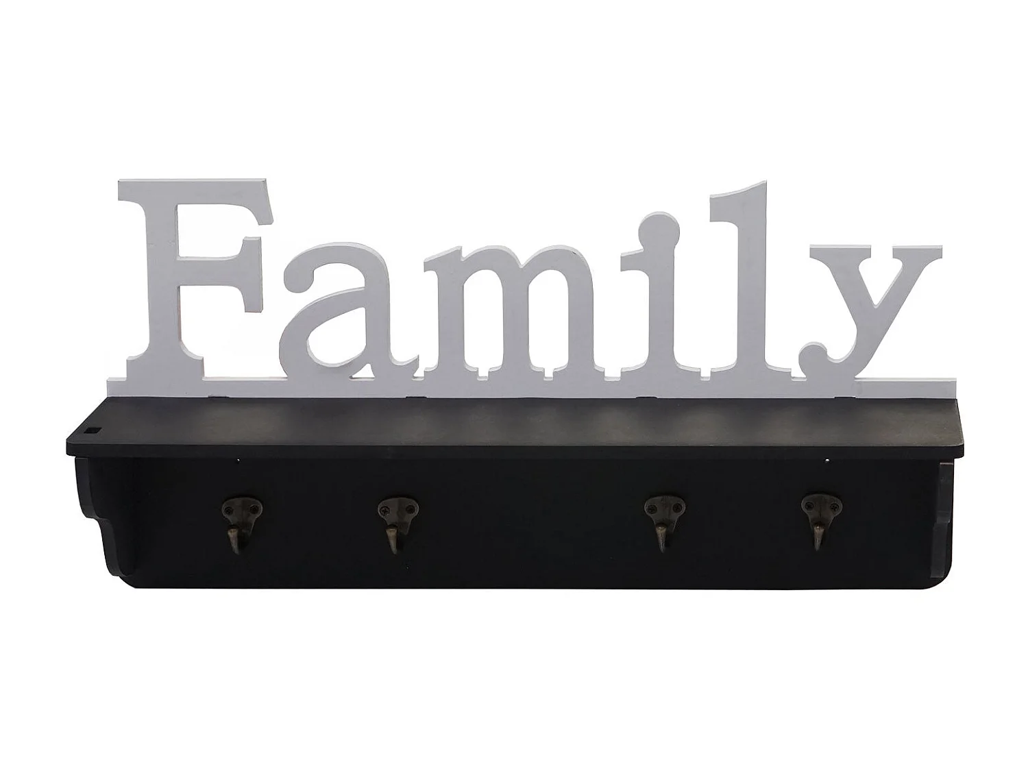 Porte-manteau mural Famille étagère bois blanche 60 x 13 x 30 cm 04_0001016