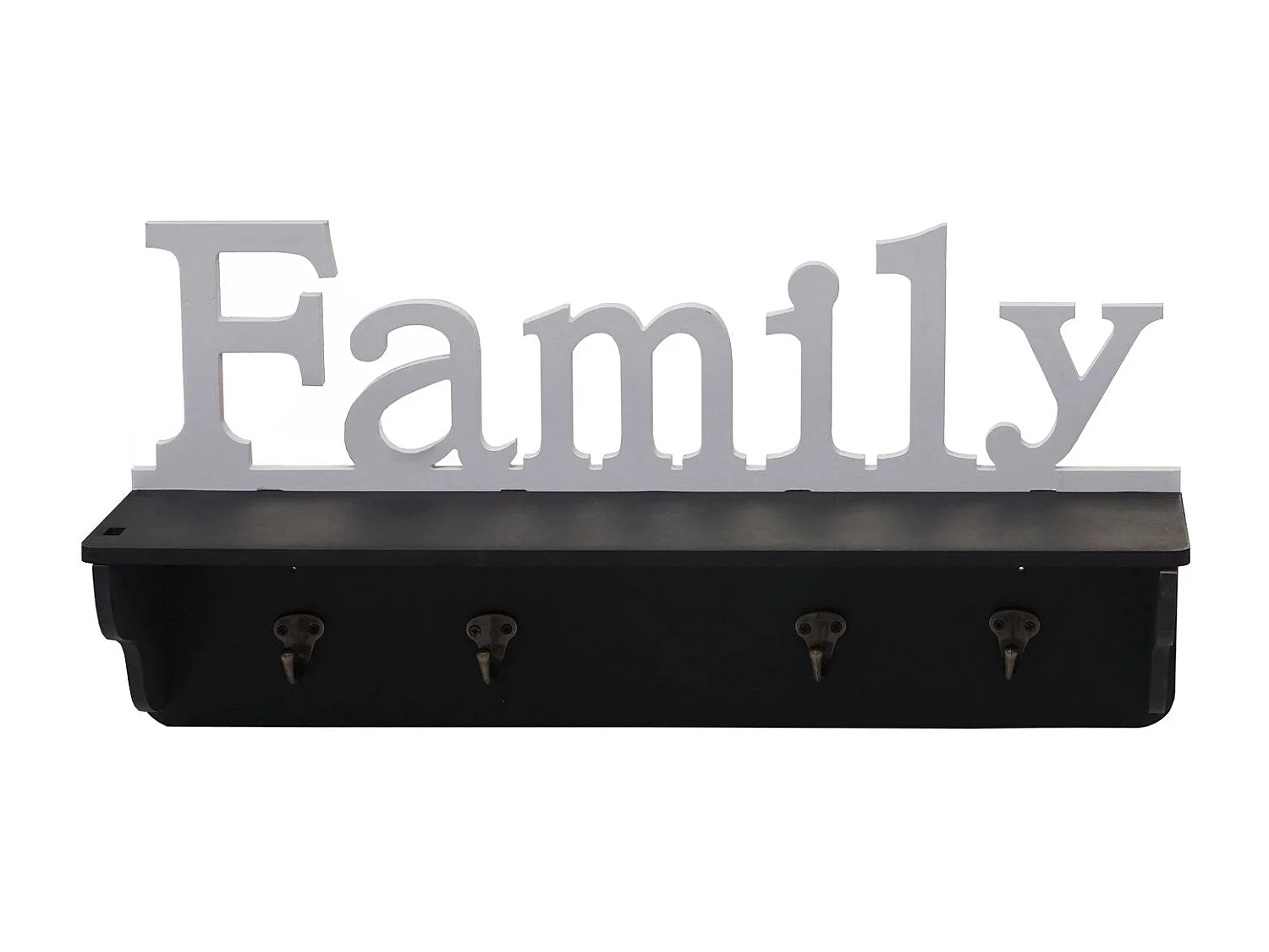 Porte-manteau mural Famille étagère bois blanche 60 x 13 x 30 cm 04_0001016