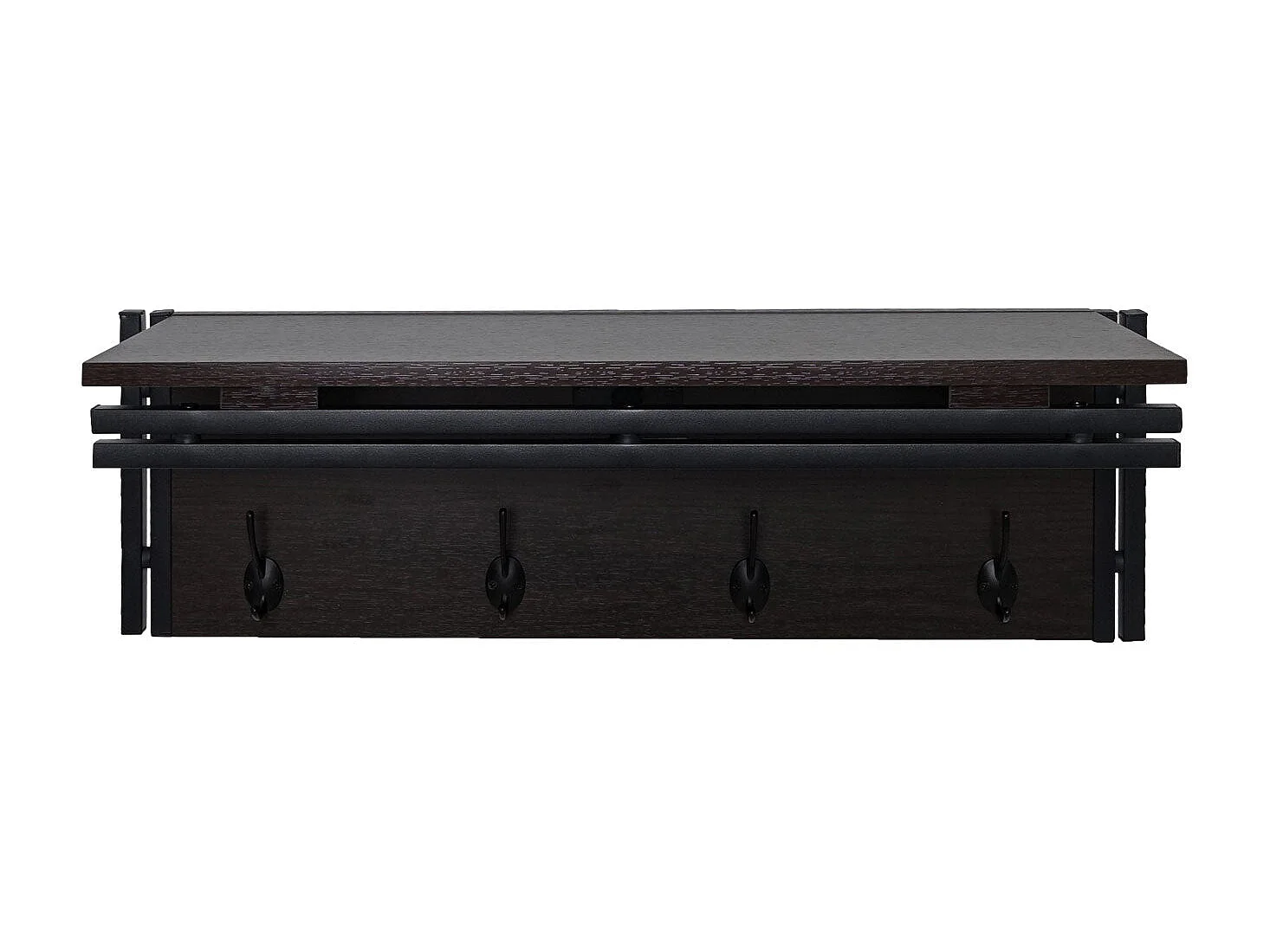 Porte-manteau mural étagère rangement effet bois marron 75 x 24 x 24 cm 04_0000973