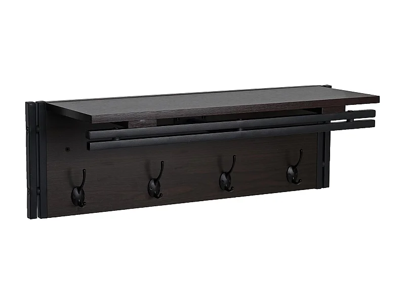 Porte-manteau mural étagère rangement effet bois marron 75 x 24 x 24 cm 04_0000973