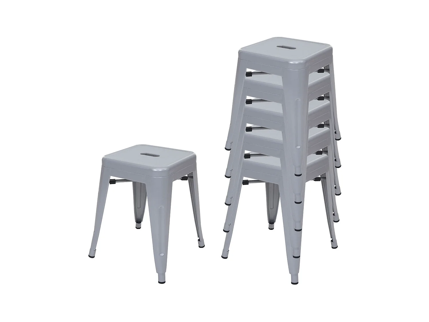 Lot de 6 tabourets métal grise 39 x 39 x 46 cm 04_0007803