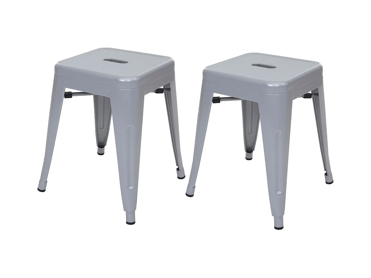 Lot de 2 tabourets métal grise 39 x 39 x 46 cm 04_0000502