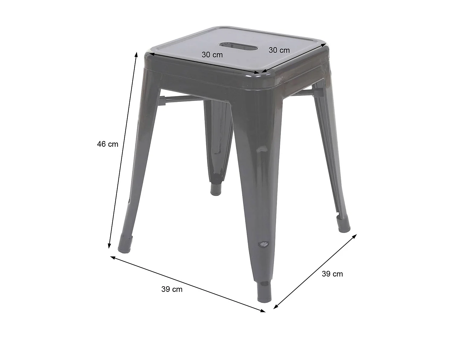 Lot de 2 tabourets métal grise 39 x 39 x 46 cm 04_0000502