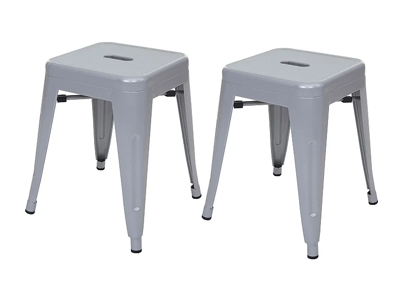 Lot de 2 tabourets métal grise 39 x 39 x 46 cm 04_0000502