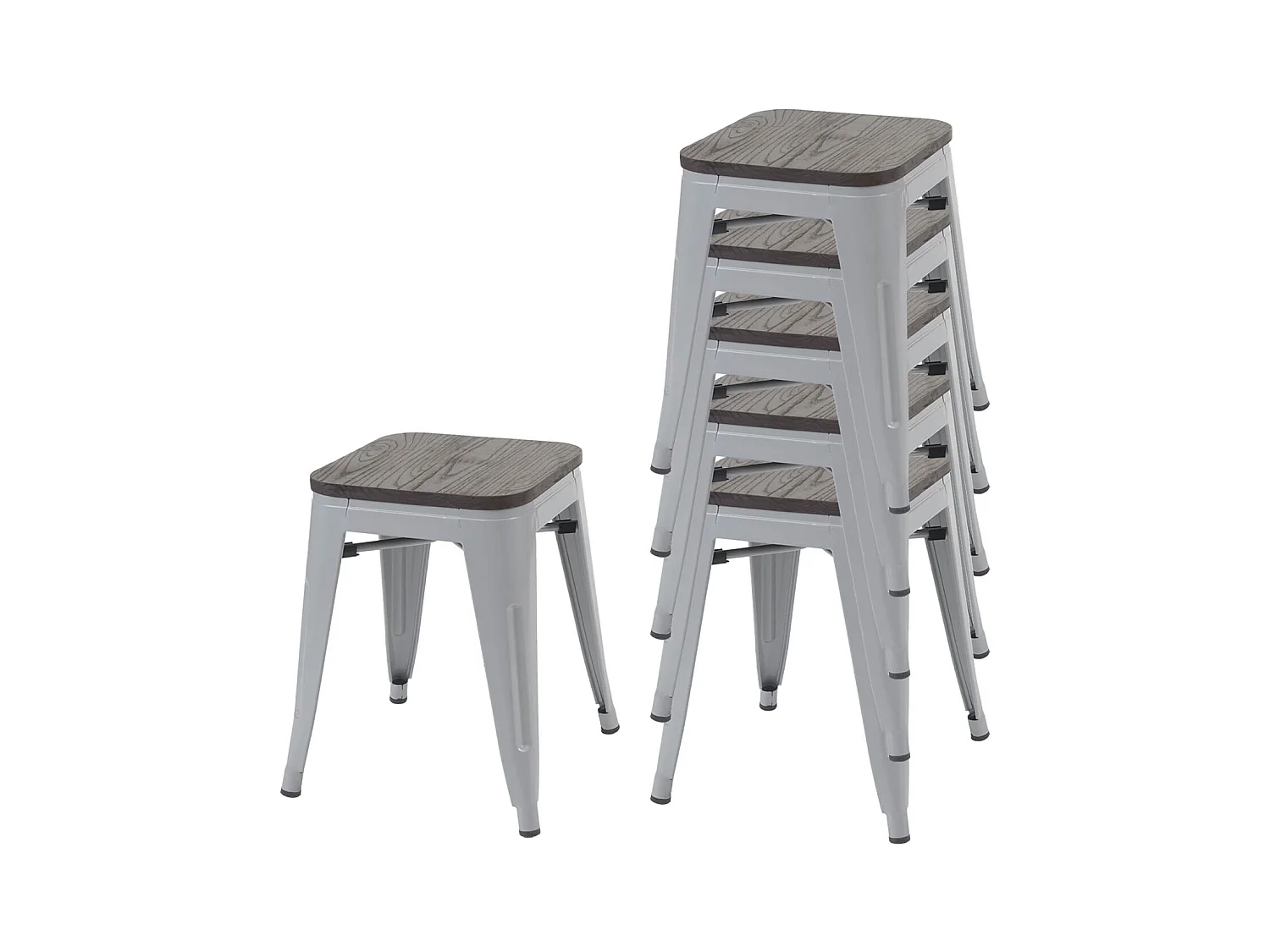 Lot de 6 tabourets métal marron 39 x 39 x 45.5 cm 04_0000913