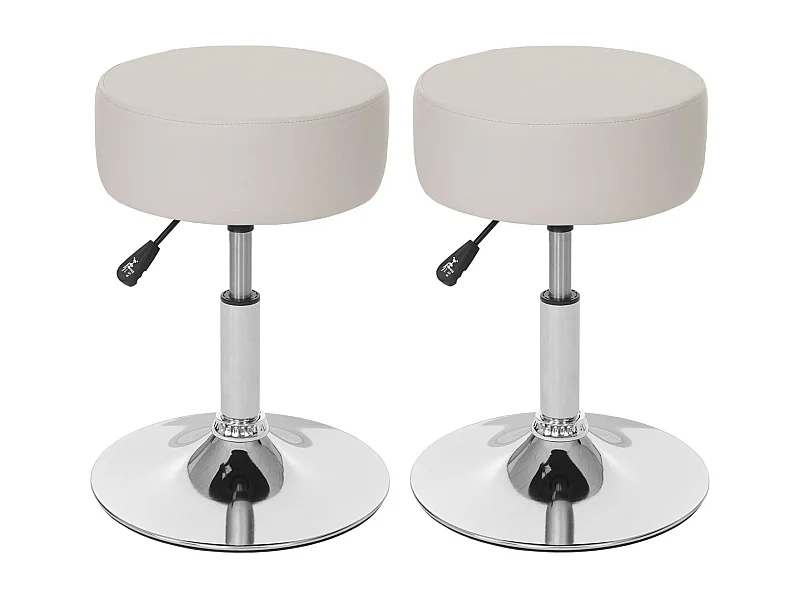 Lot de 2 tabourets PVC crème 35 x 35 x 43 cm 04_0000504