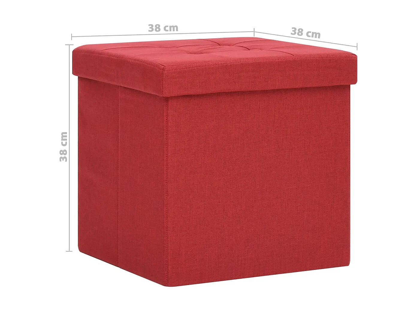 Tabouret assise pouf de tissu bordeaux 38 x 38 x 38 cm DEC026353