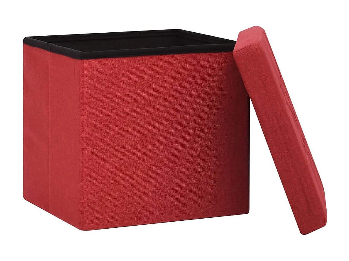 Tabouret assise pouf de tissu bordeaux 38 x 38 x 38 cm DEC026353