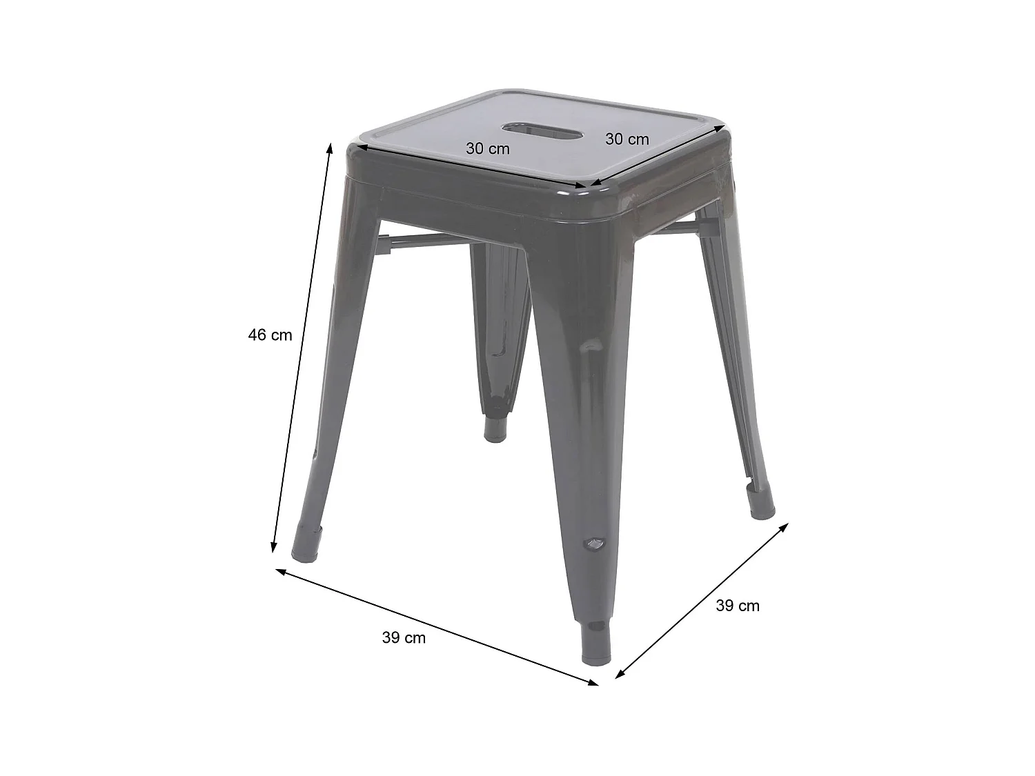 Lot de 4 tabourets métal argentée 39 x 39 x 46 cm 04_0005235