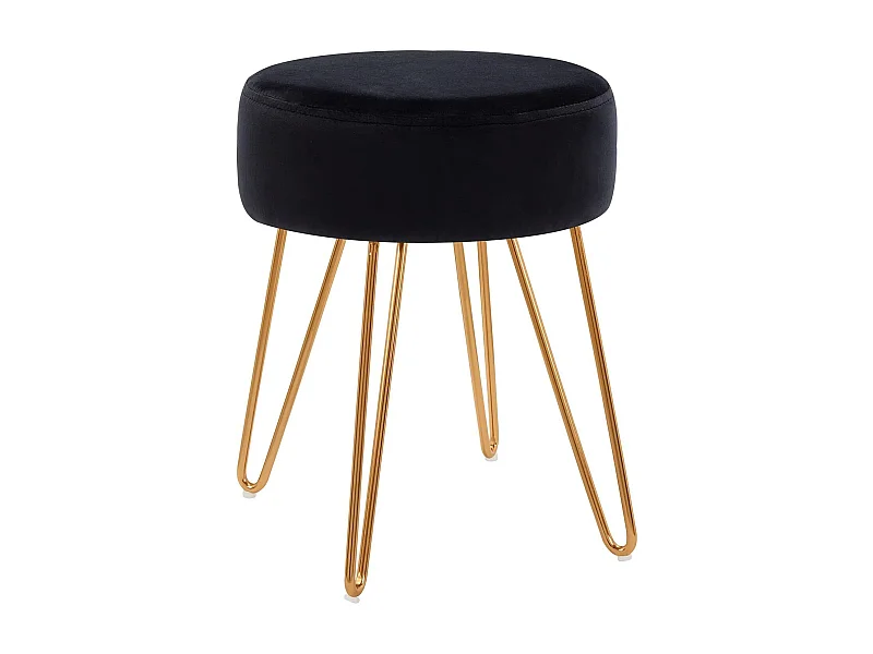 Tabouret en tissu velours métal argentée 35 x 35 x 45 cm TABO09075