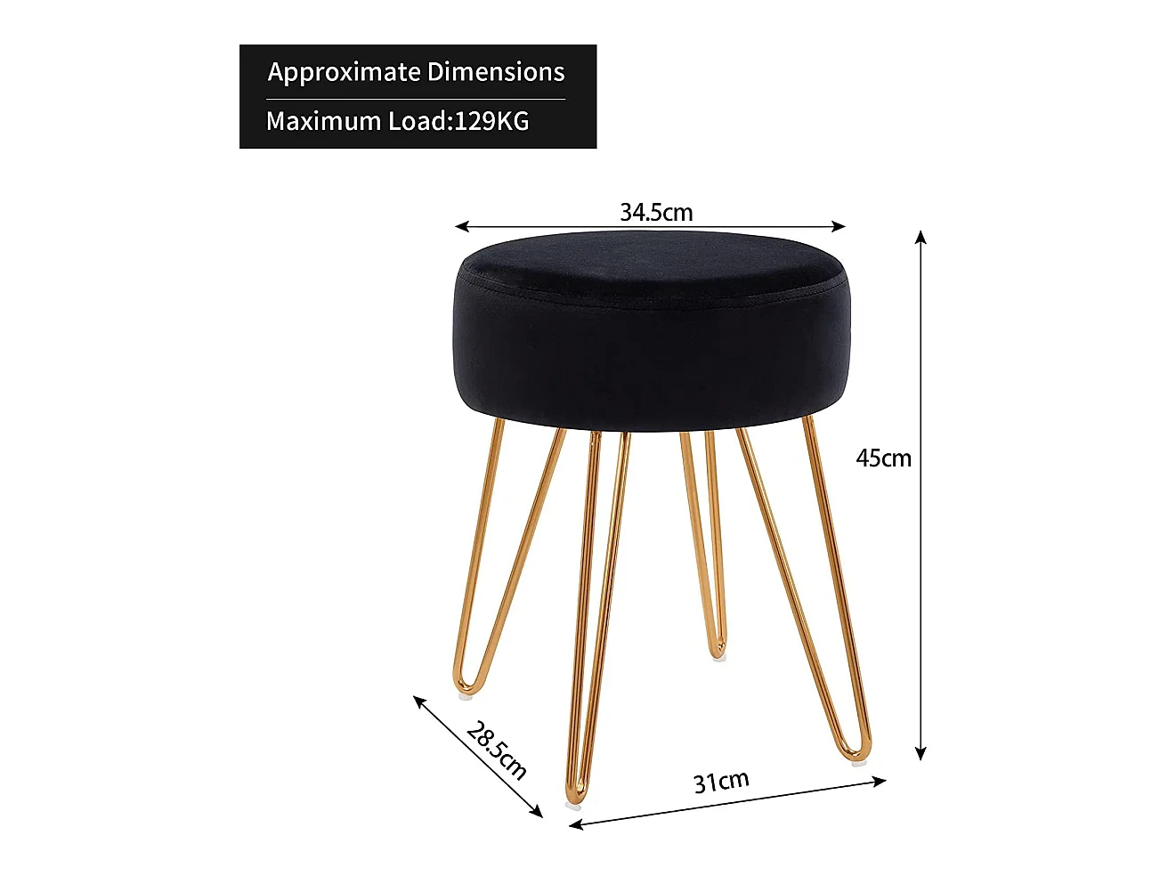 Tabouret en tissu velours métal argentée 35 x 35 x 45 cm TABO09075