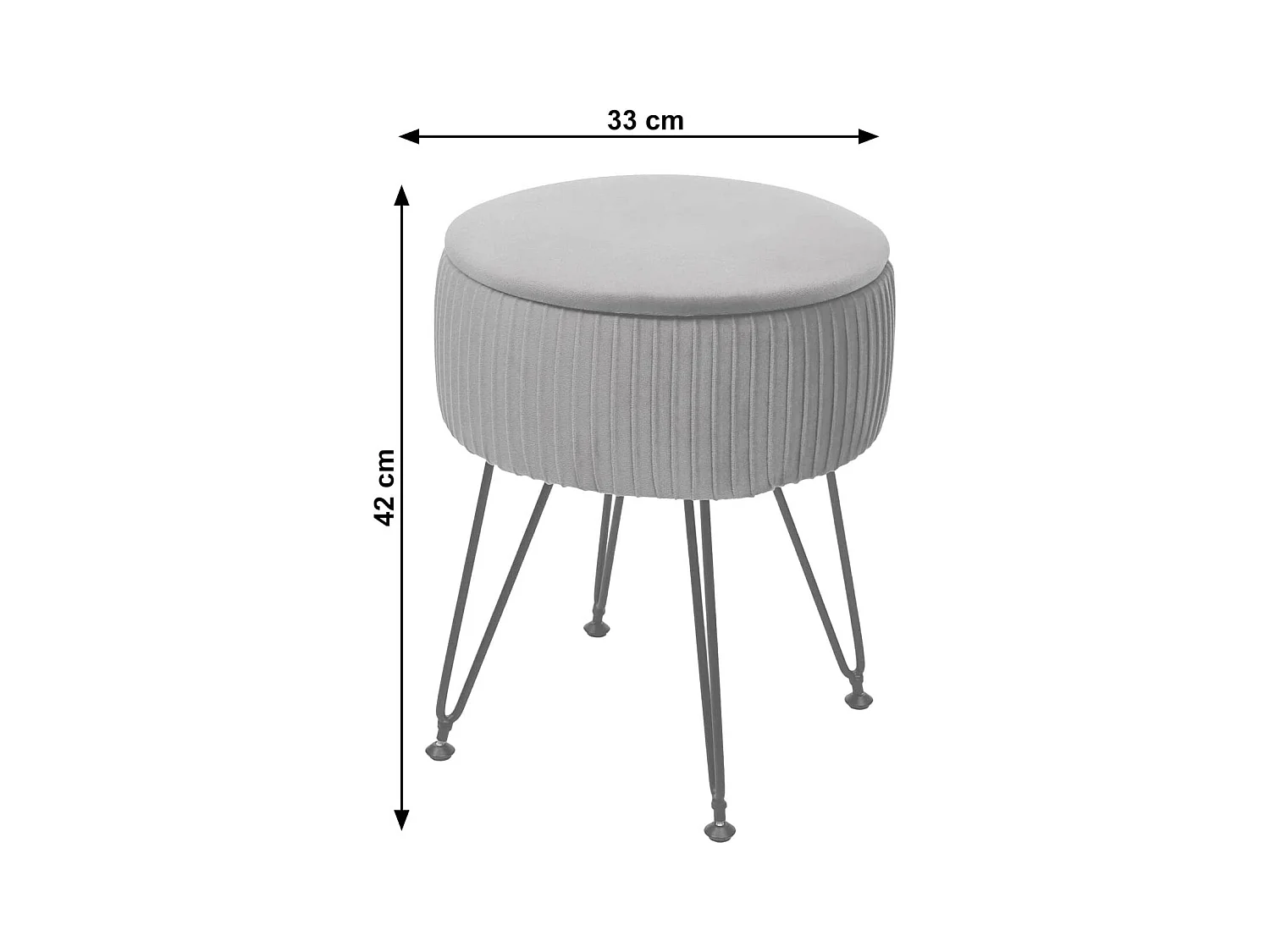 Tabouret avec compartiment de grise 33 x 33 x 42 cm TABO04012