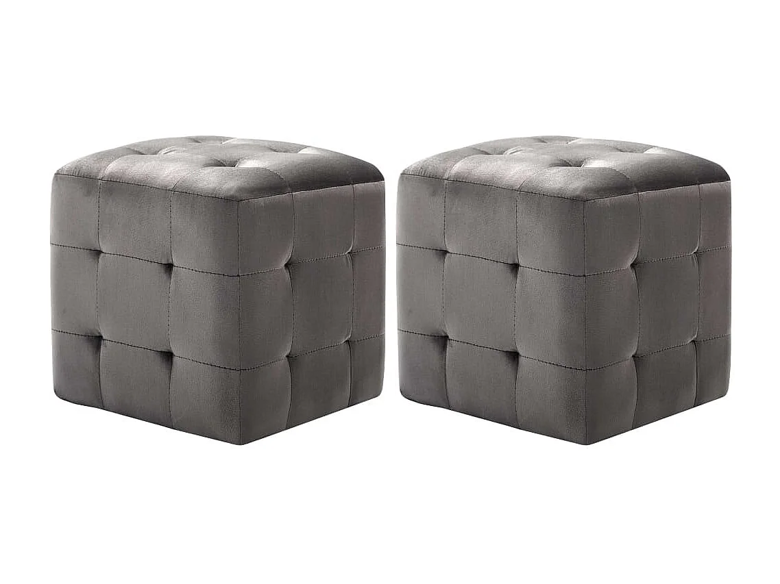 Lot de 2 tabourets tissu grise 30 x 30 x 30 cm DEC032758