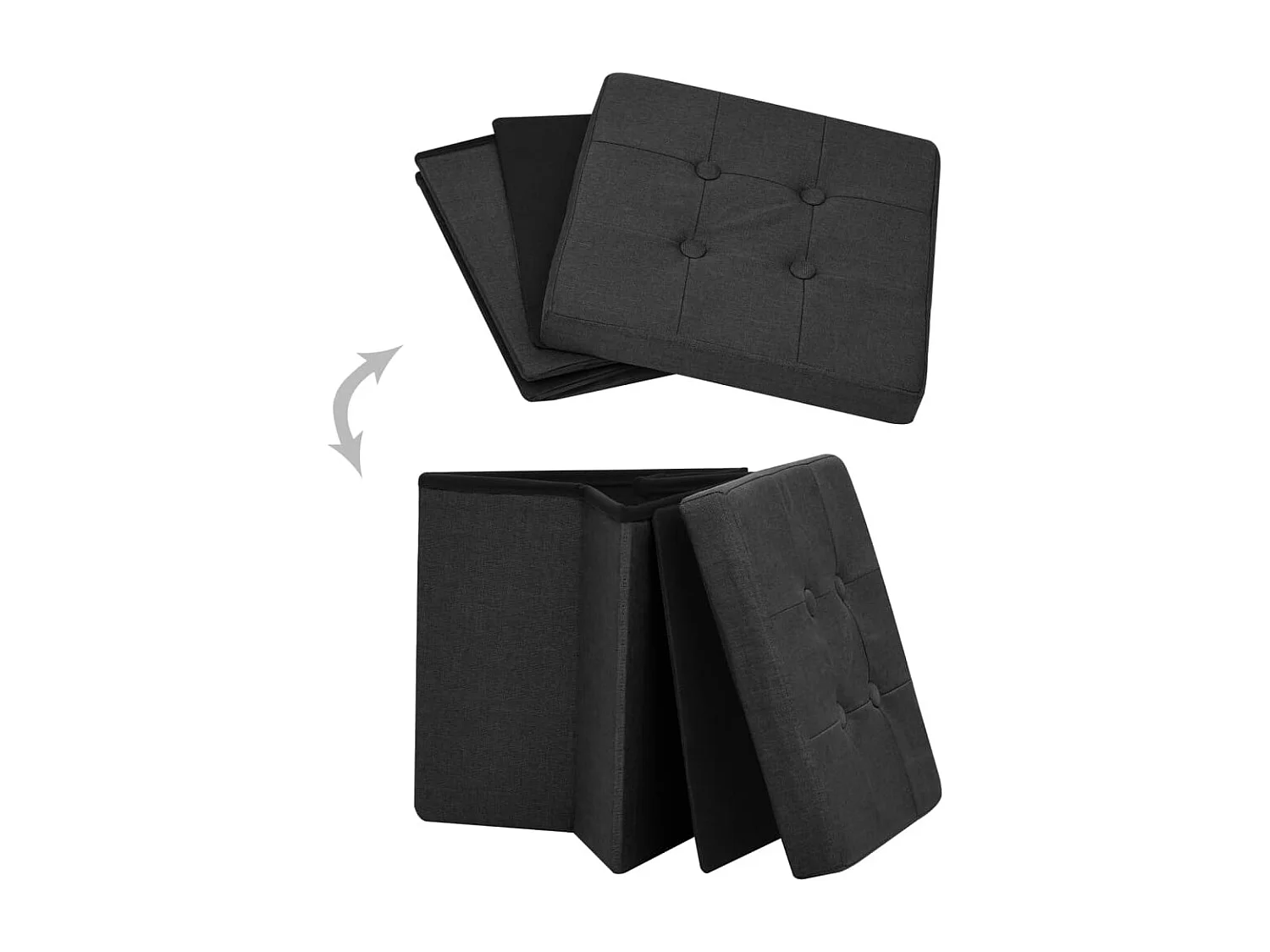 Tabouret assise pouf de tissu noire 38 x 38 x 38 cm DEC026351