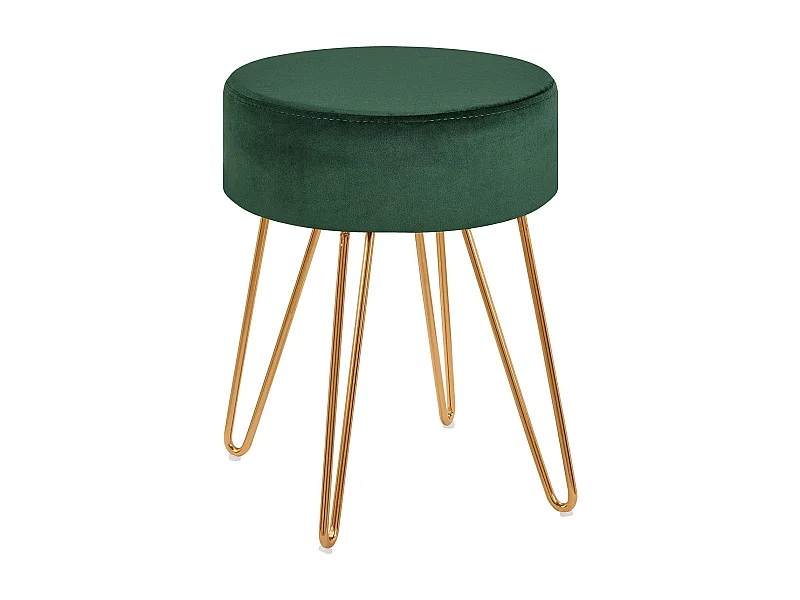 Tabouret en tissu velours métal argentée 35 x 35 x 45 cm TABO09076