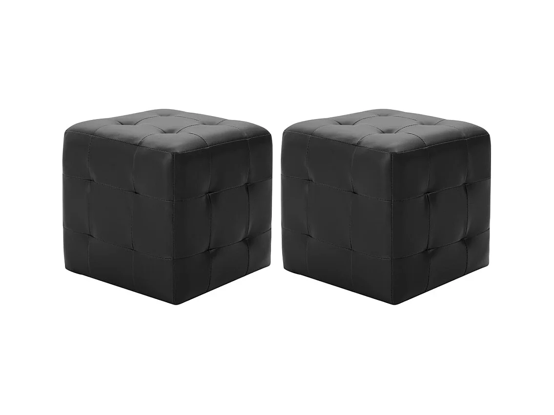 Lot de 2 poufs PVC noire 30 x 30 x 30 cm DEC030041