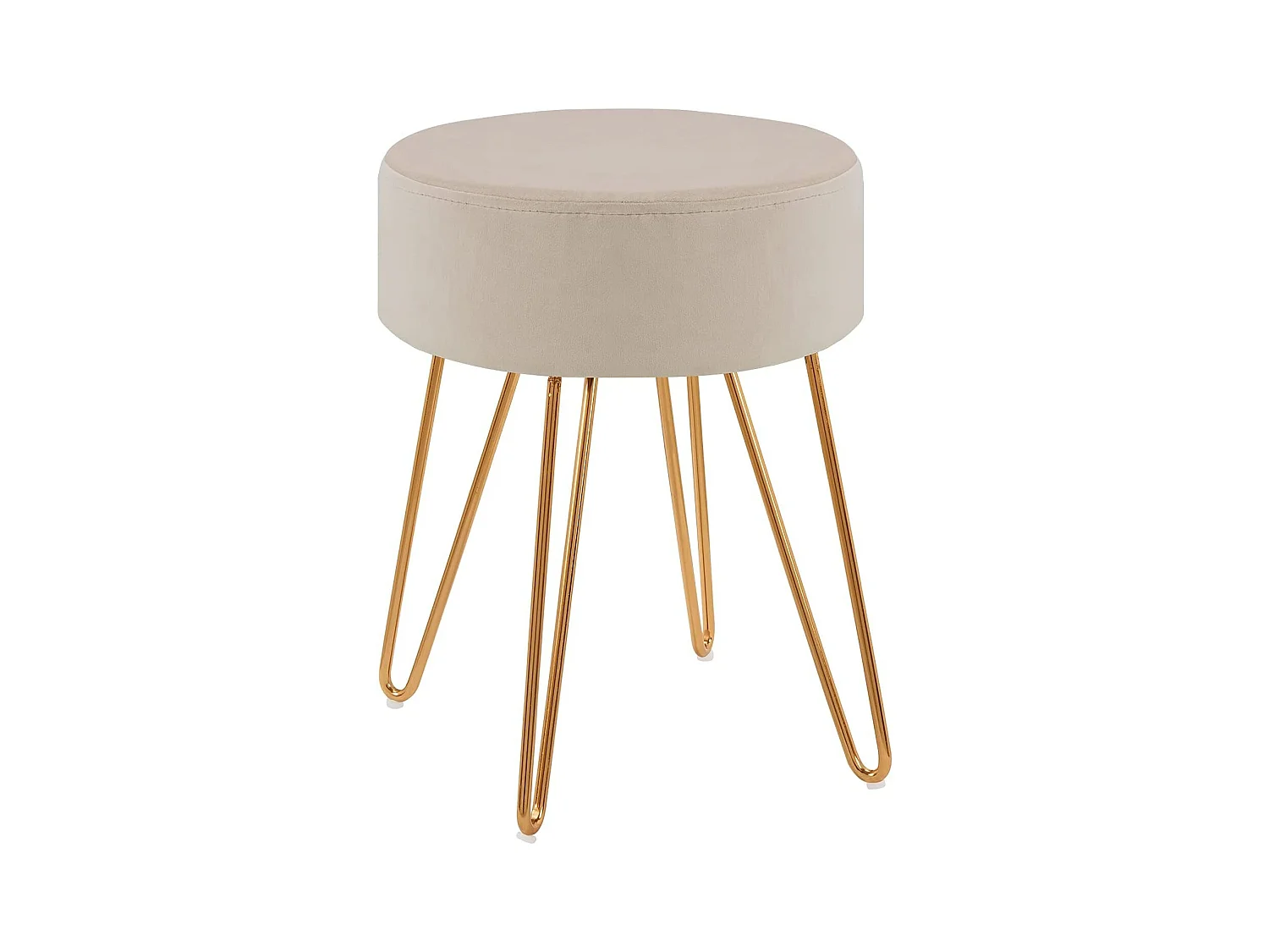 Tabouret en tissu velours métal crème 35 x 35 x 45 cm TABO09078