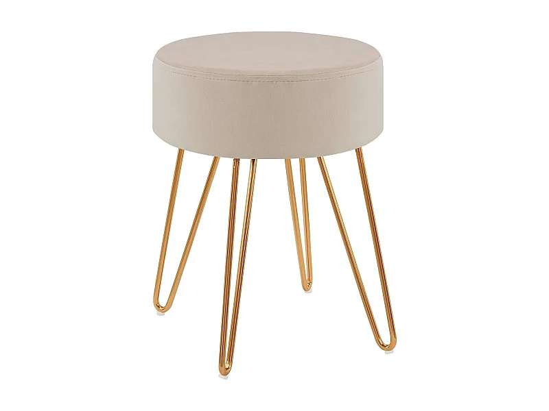 Tabouret en tissu velours métal crème 35 x 35 x 45 cm TABO09078