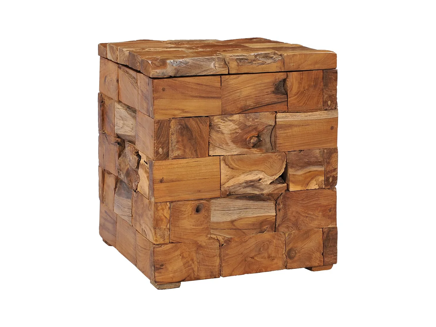 Tabouret assise table d'appoint bois marron 40 x 40 x 45 cm DEC026341