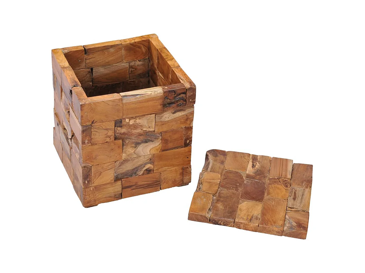 Tabouret assise table d'appoint bois marron 40 x 40 x 45 cm DEC026341