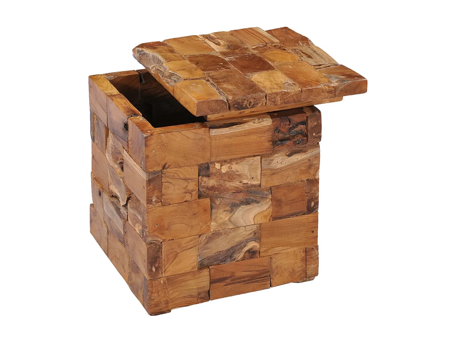 Tabouret assise table d'appoint bois marron 40 x 40 x 45 cm DEC026341