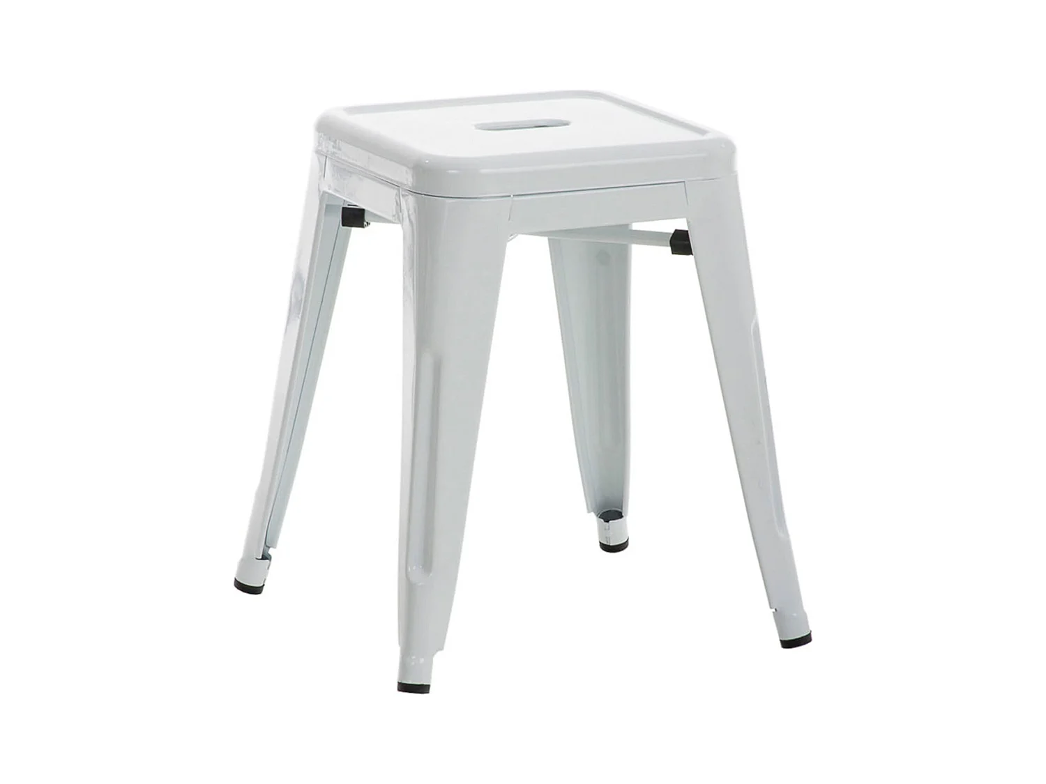 Tabouret bas design industriel métal blanche 40 x 40 x 46 cm 10_0005492