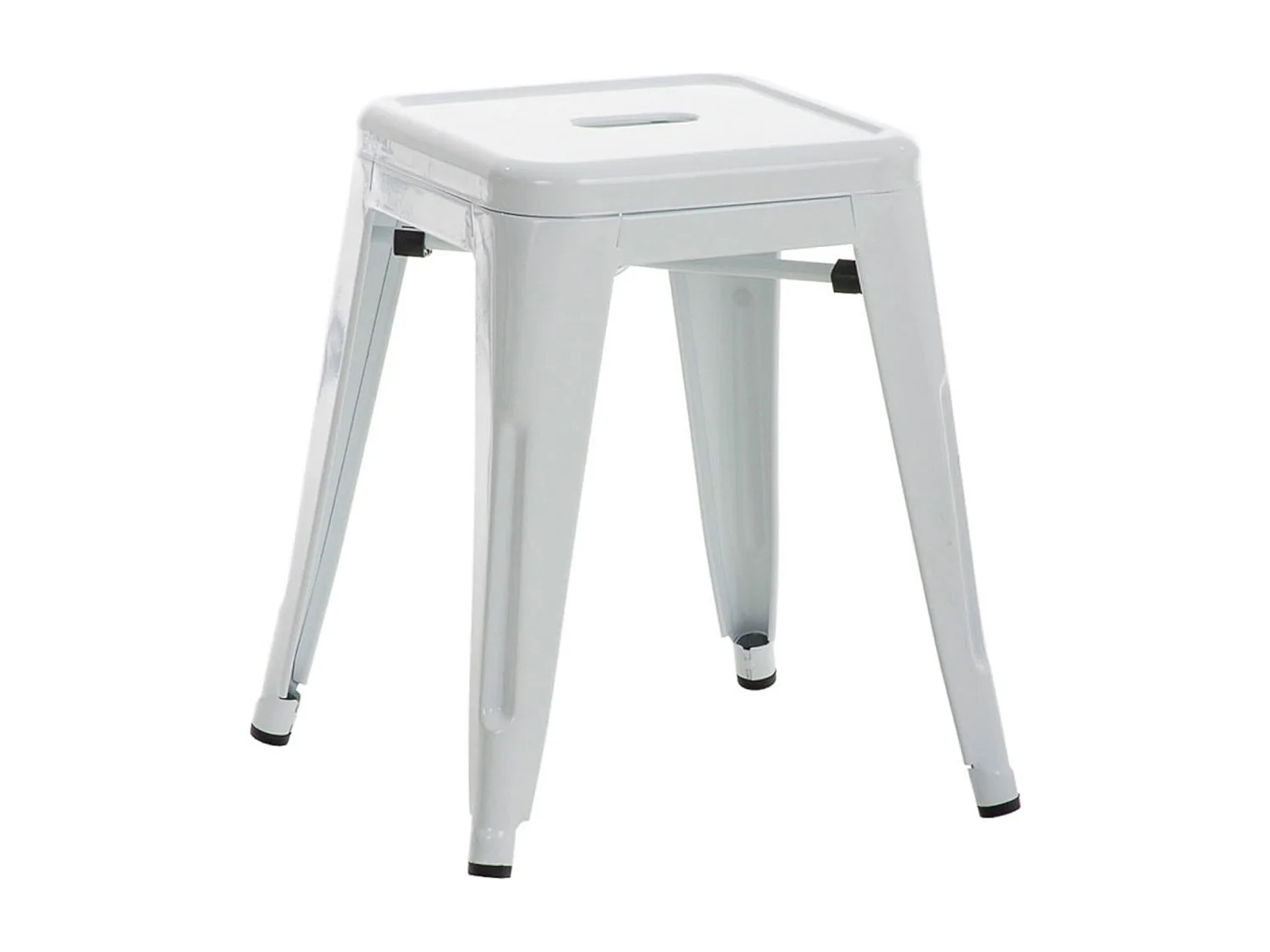 Tabouret bas design industriel métal blanche 40 x 40 x 46 cm 10_0005492