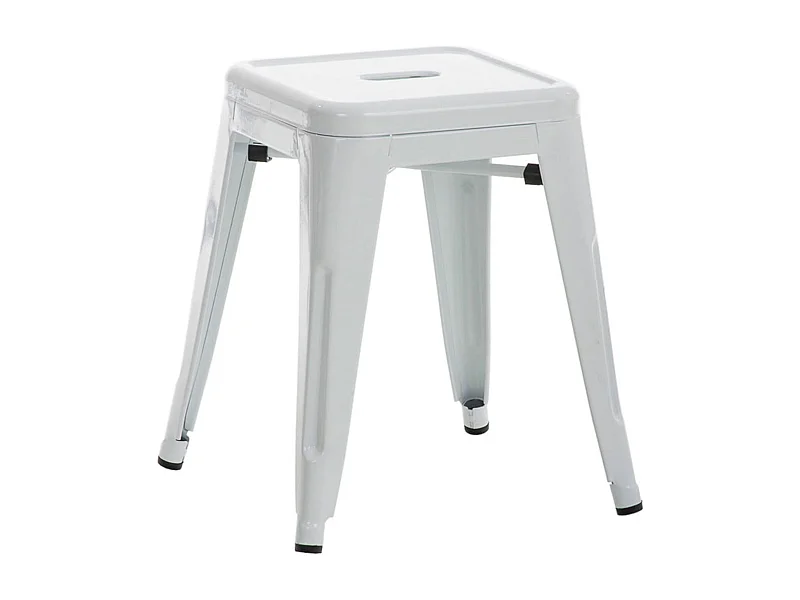 Tabouret bas design industriel métal blanche 40 x 40 x 46 cm 10_0005492