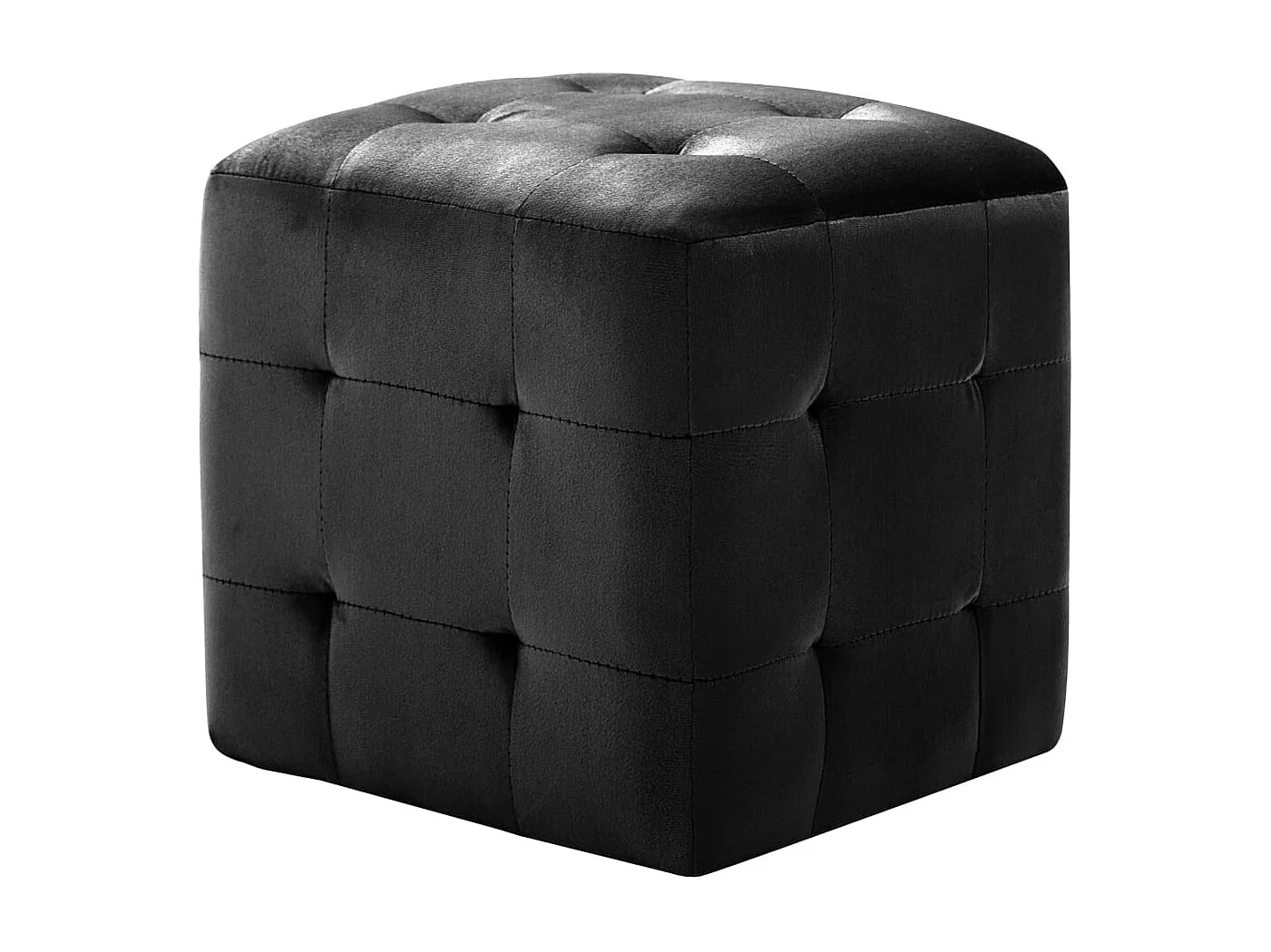 Lot de 2 poufs tissu noire 30 x 30 x 30 cm DEC029939