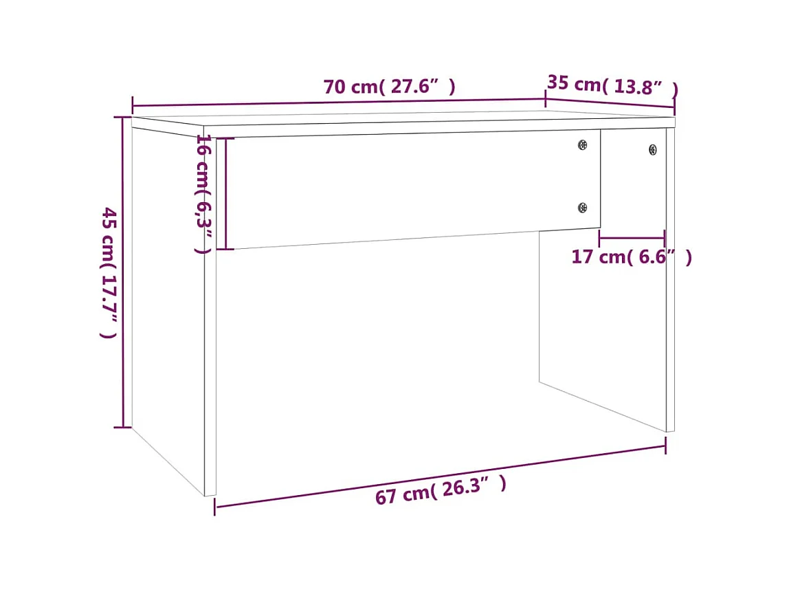Tabouret de coiffeuse blanc bois blanche 70 x 35 x 45 cm DEC024974