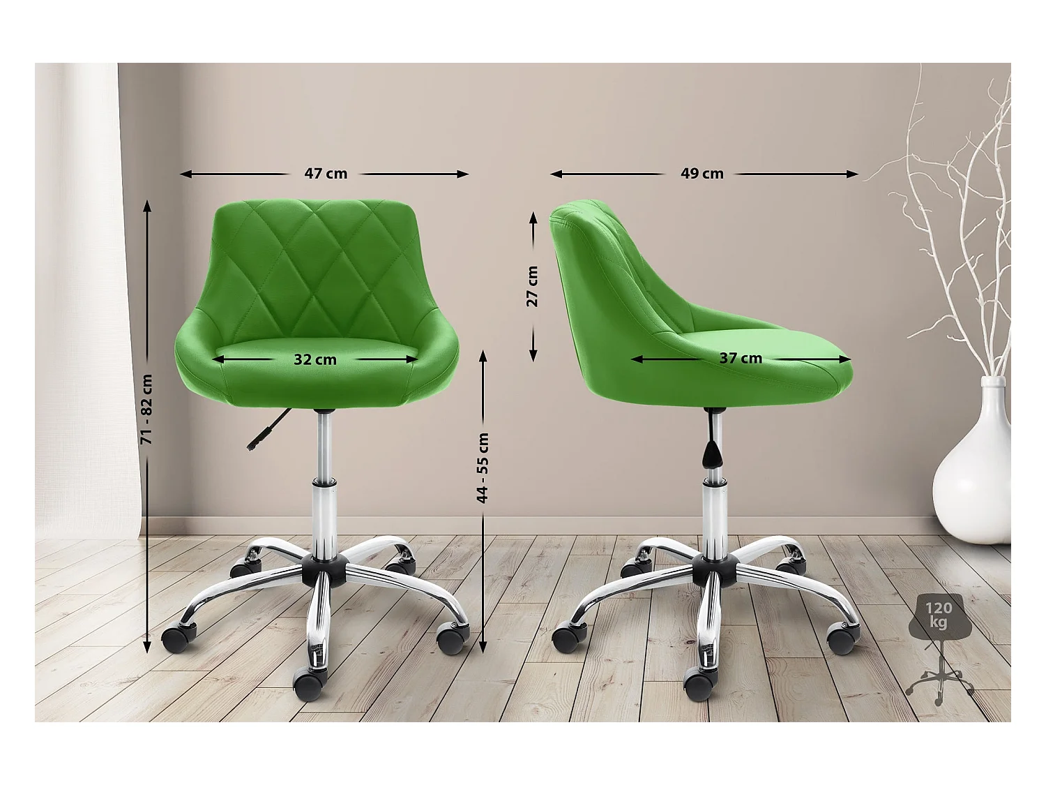 Tabouret de travail confortable PVC 47 x 49 x 70 cm TABO10206