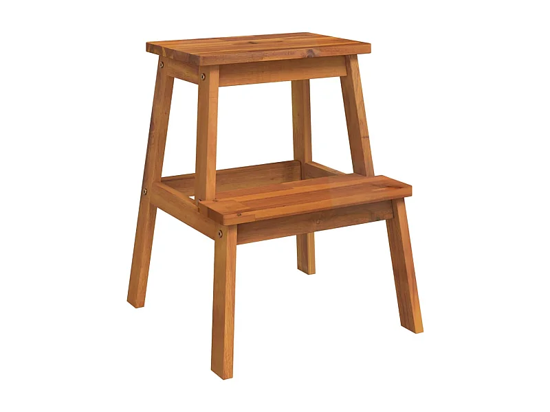 Tabouret assise escabeau 2 bois marron 40 x 38 x 50 cm DEC026379