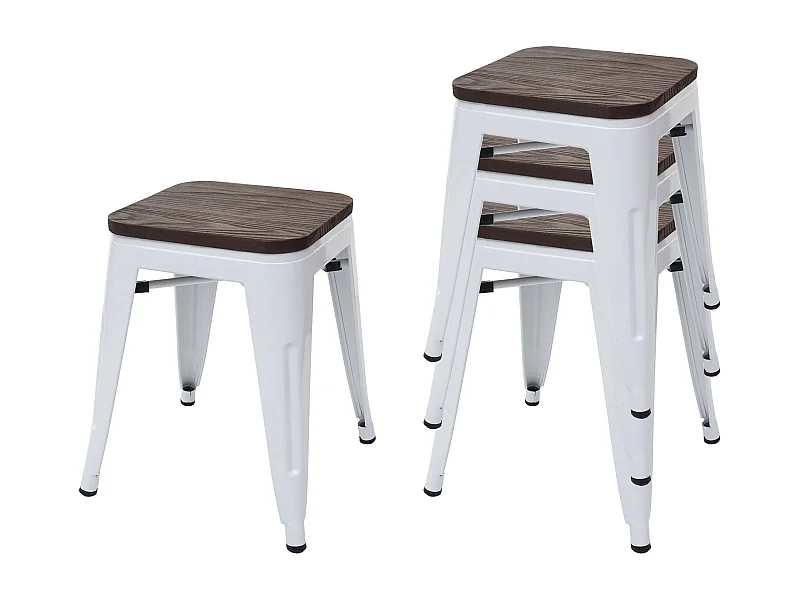 Lot de 4 tabourets métal blanche 39 x 39 x 45.5 cm 04_0005229