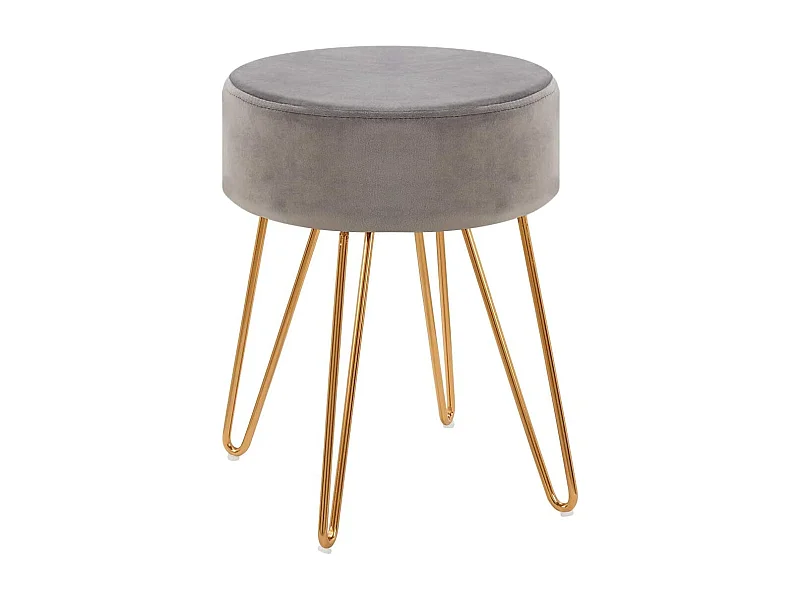 Tabouret en tissu velours métal grise 35 x 35 x 45 cm TABO09077