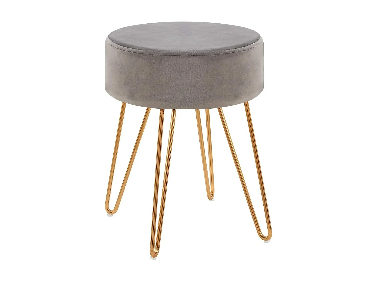 Tabouret en tissu velours métal grise 35 x 35 x 45 cm TABO09077