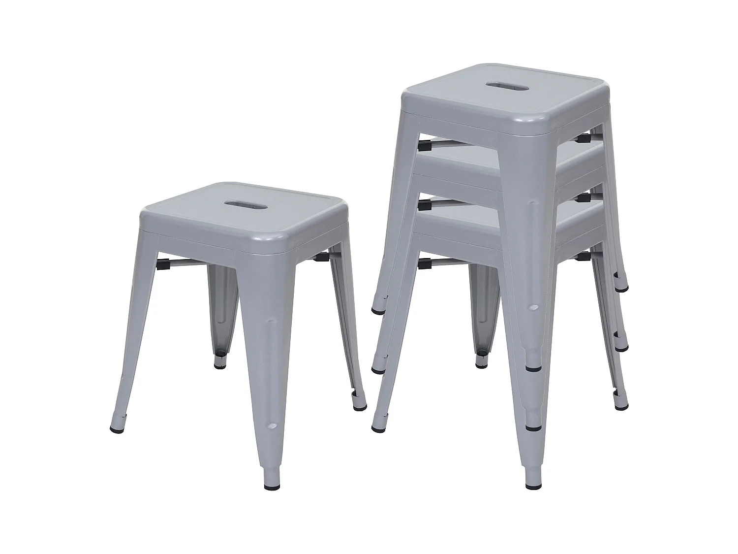 Lot de 4 tabourets métal grise 39 x 39 x 46 cm 04_0005234