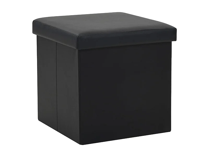 Tabouret assise pouf de PVC noire 38 x 38 x 38 cm DEC026352