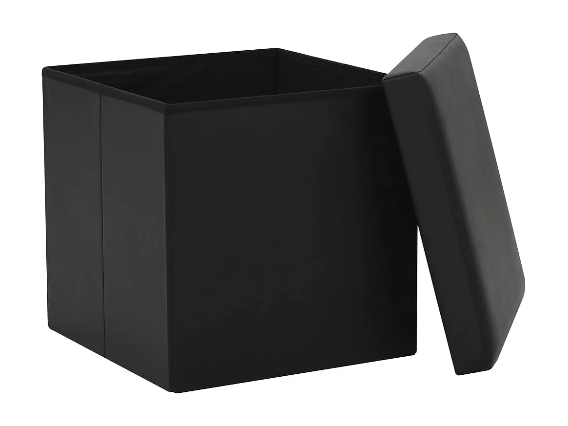 Tabouret assise pouf de PVC noire 38 x 38 x 38 cm DEC026352