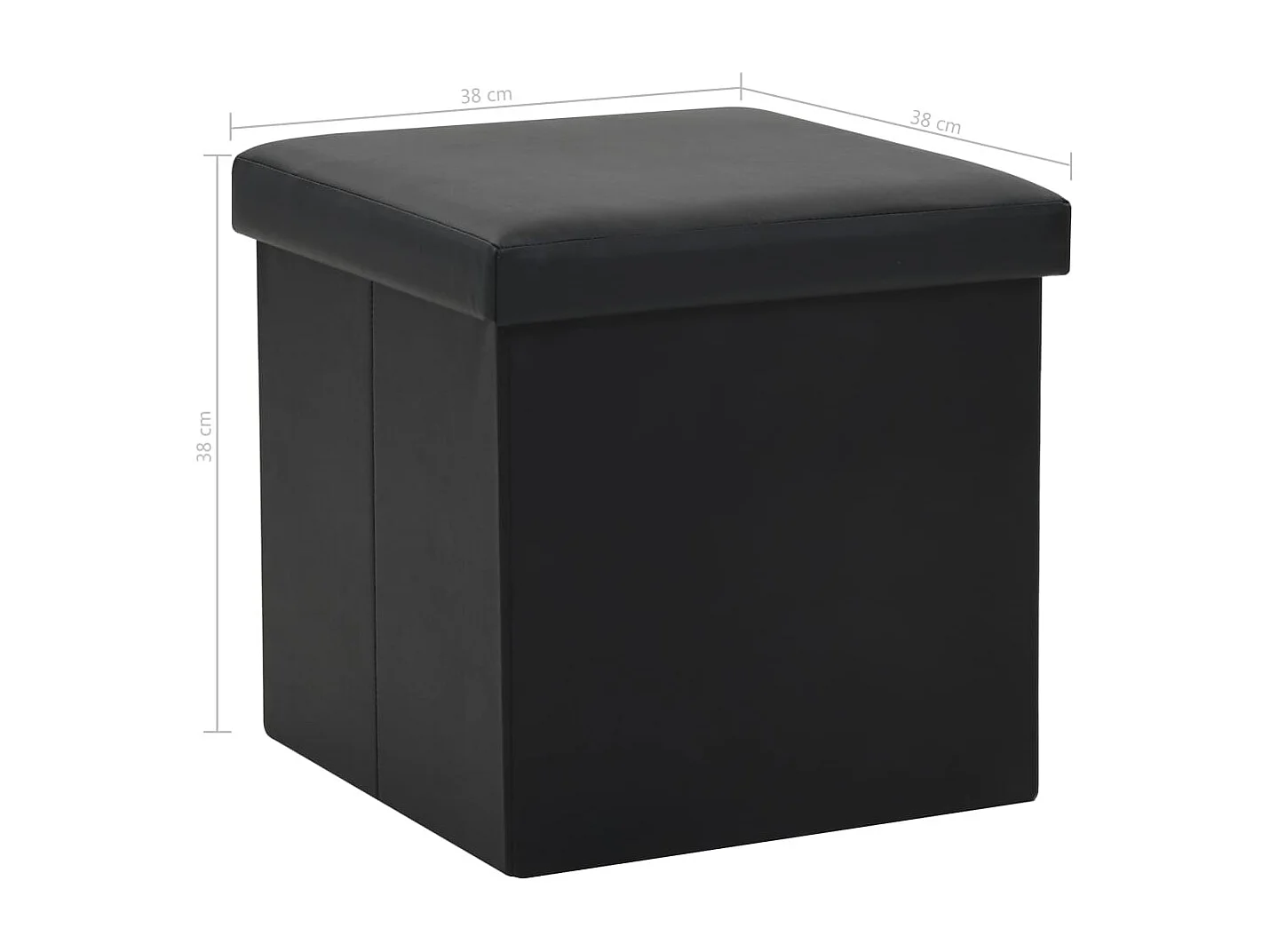 Tabouret assise pouf de PVC noire 38 x 38 x 38 cm DEC026352