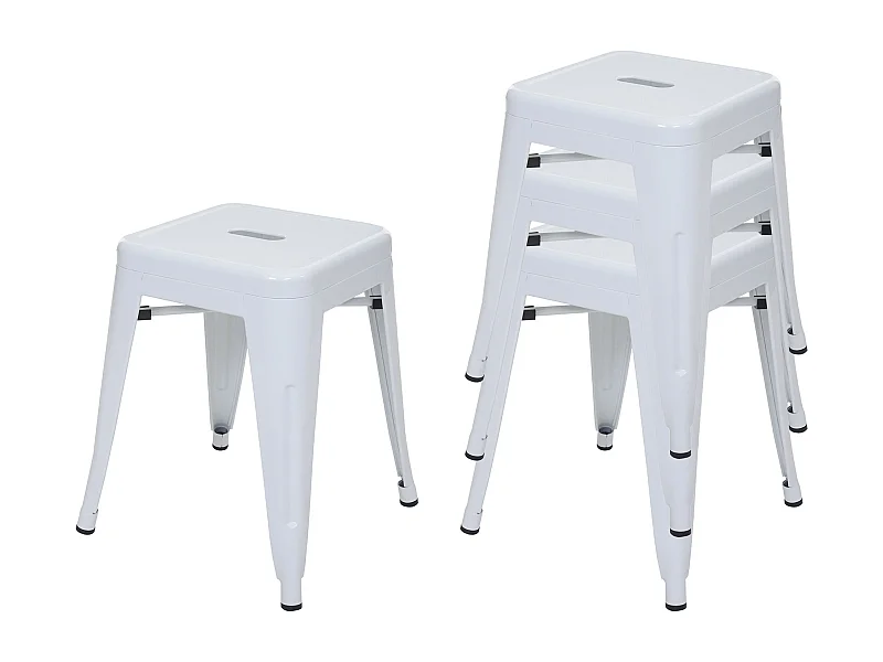Lot de 4 tabourets métal blanche 42 x 42 x 85 cm 04_0007583