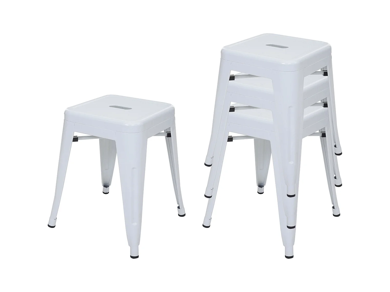 Lot de 4 tabourets métal blanche 42 x 42 x 85 cm 04_0007583