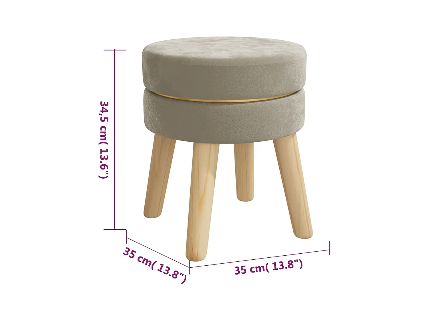 Tabouret assise ronde en bois marron 35 x 35 x 34.5 cm DEC026373