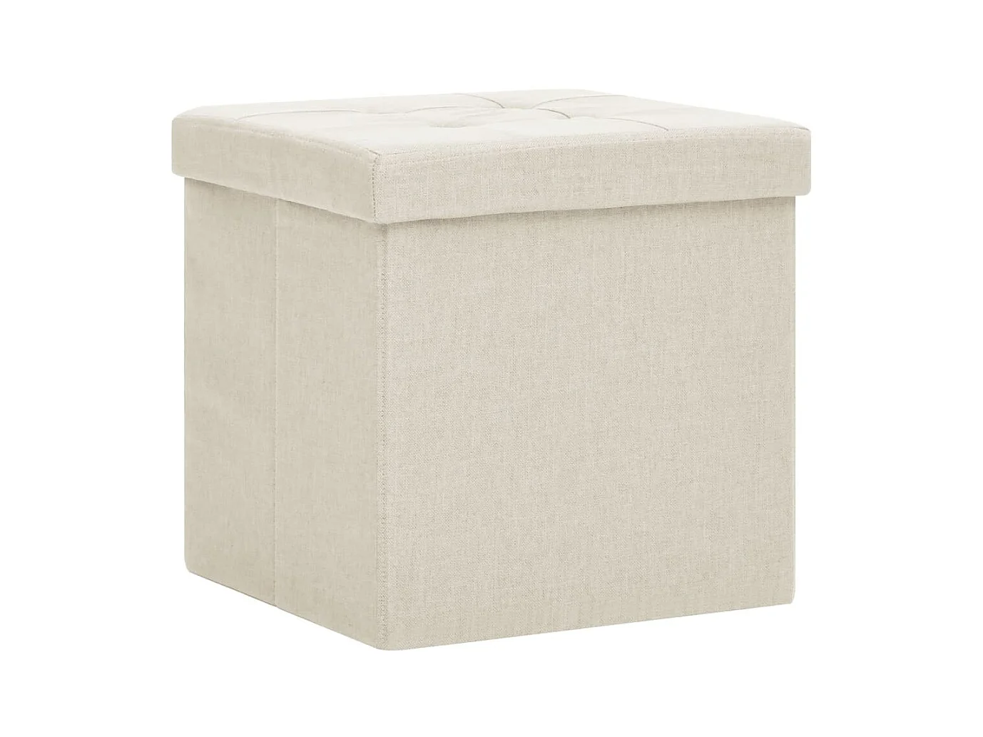 Tabouret assise pouf de tissu blanche 38 x 38 x 38 cm DEC026342