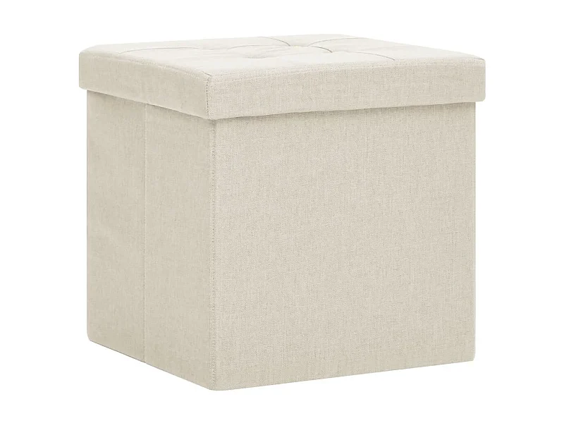 Tabouret assise pouf de tissu blanche 38 x 38 x 38 cm DEC026342