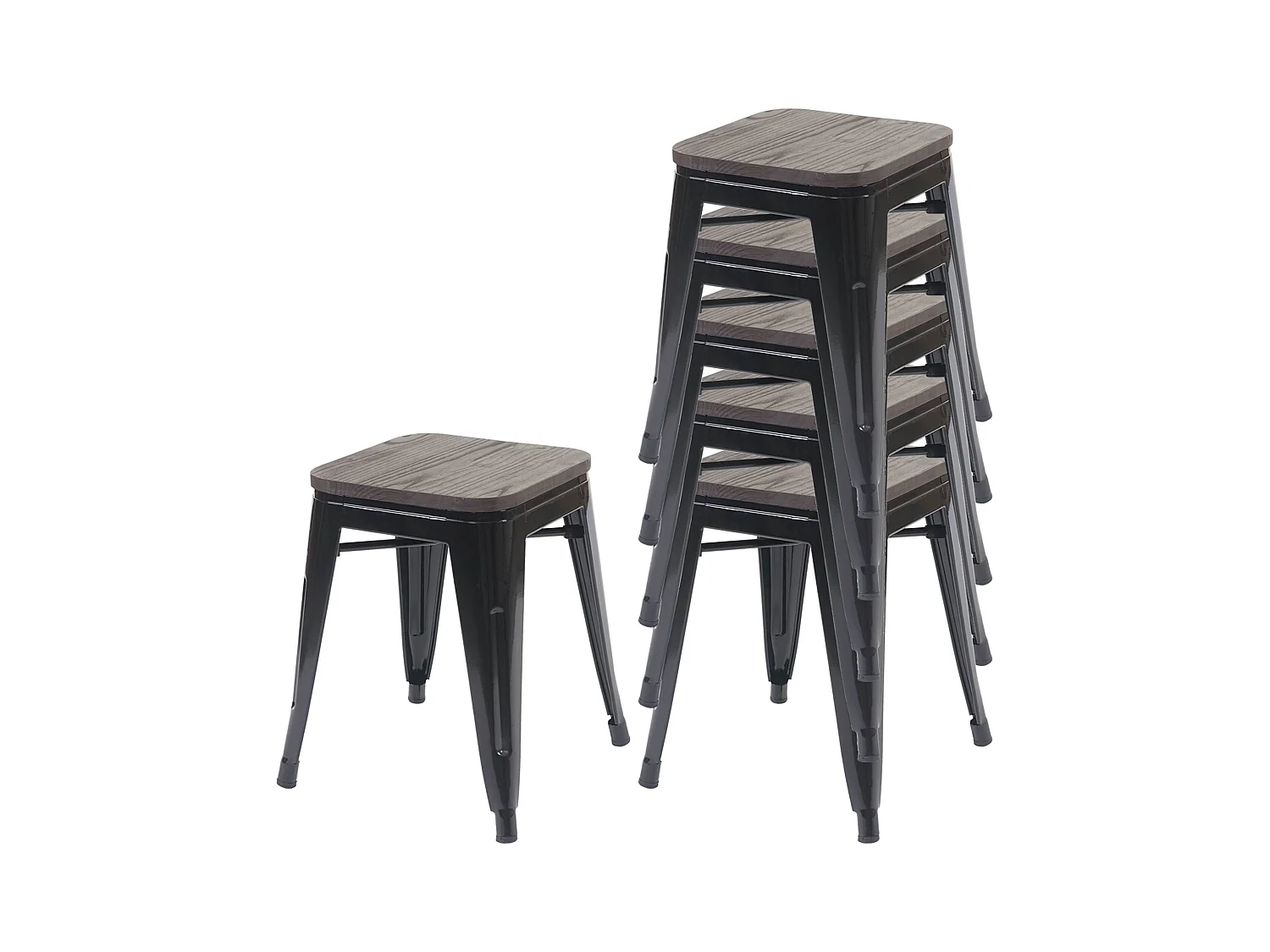 Lot de 6 tabourets métal marron 39 x 39 x 45.5 cm 04_0007800