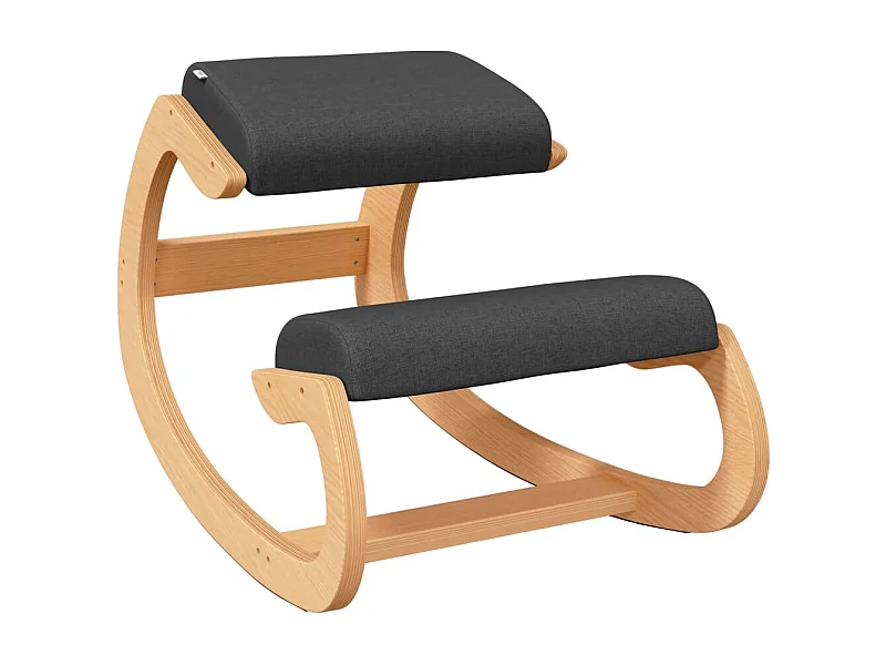 Tabouret chaise ergonomique siège effet bois noire 55 x 84 x 55 cm DEC028730