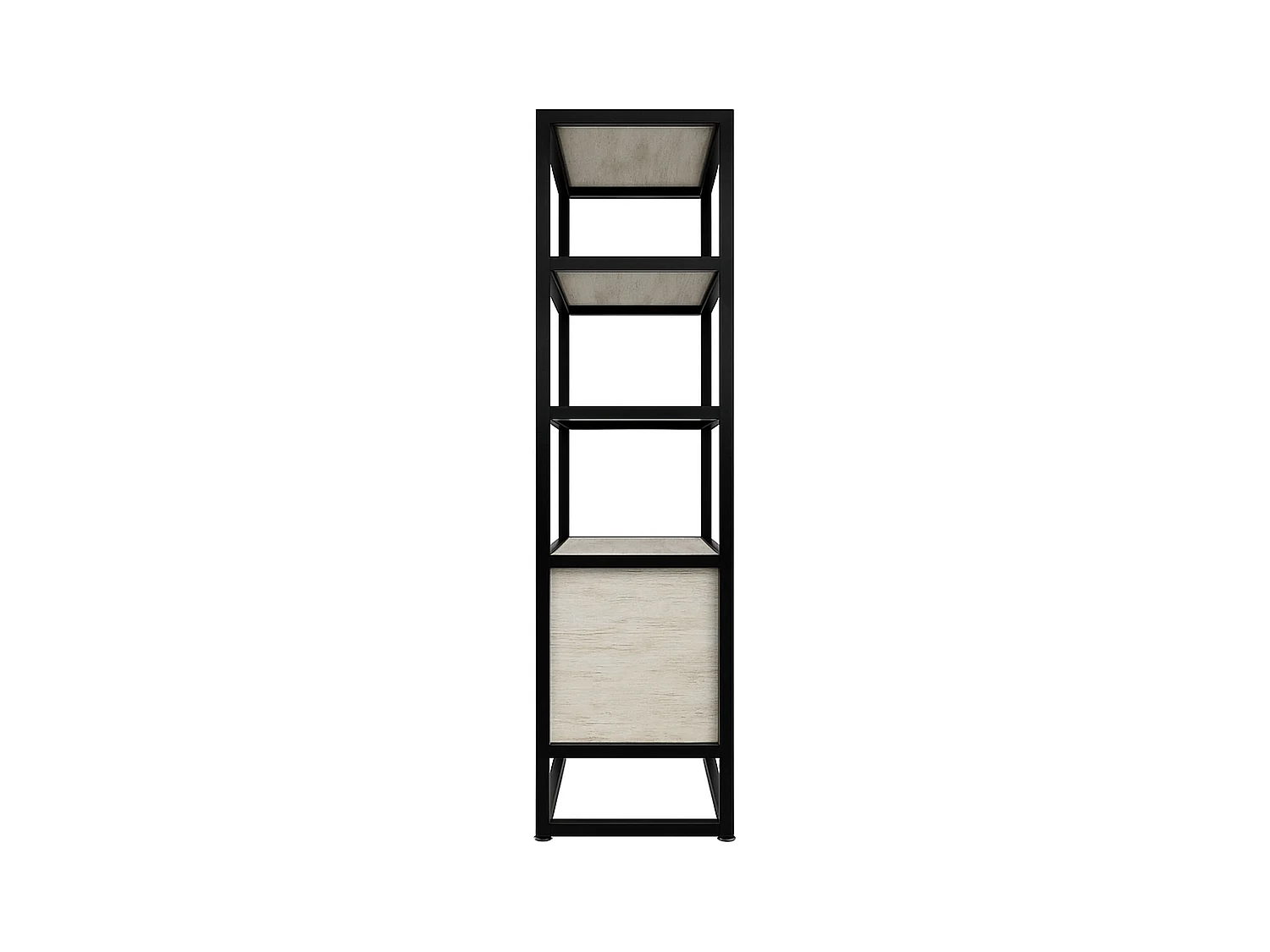 Edo - Scaffale Libreria a Muro 76x162,5x33,5 cm 3 Ripiani con Mobiletto 2 Ante in Legno Bleach Struttura in Metallo Nero