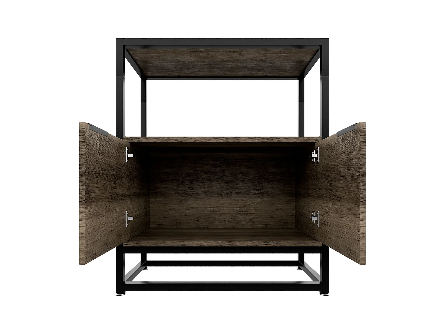 Edo - Scaffale Libreria a Muro 76x162,5x33,5 cm 3 Ripiani con Mobiletto 2 Ante in Legno Bleach Struttura in Metallo Nero